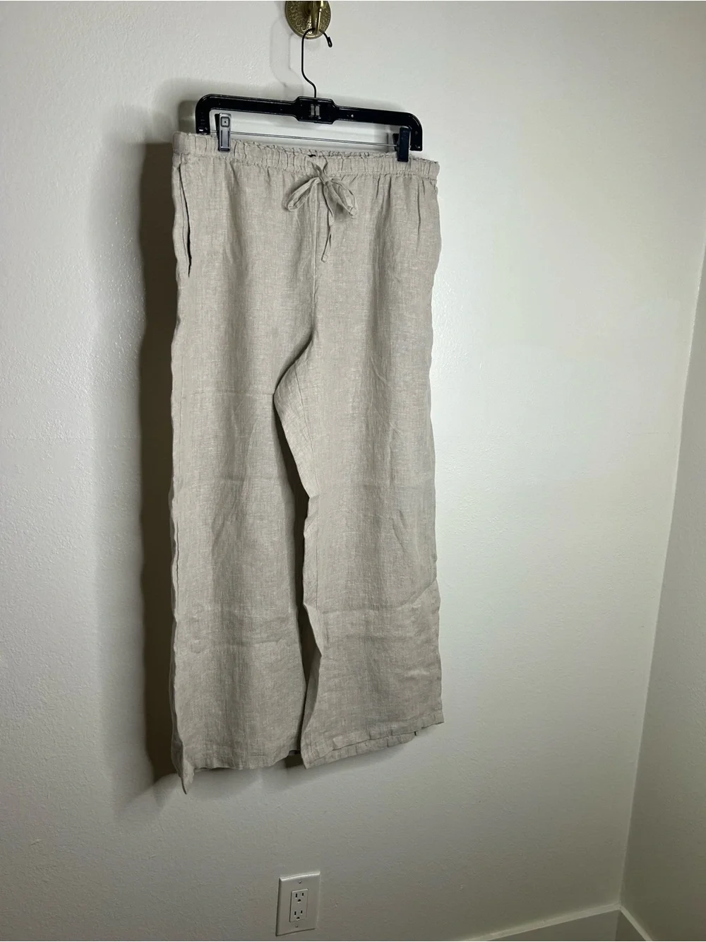 NWT J. Crew 100% Linen Soleil Drawstring Straight Leg Pant in Flax